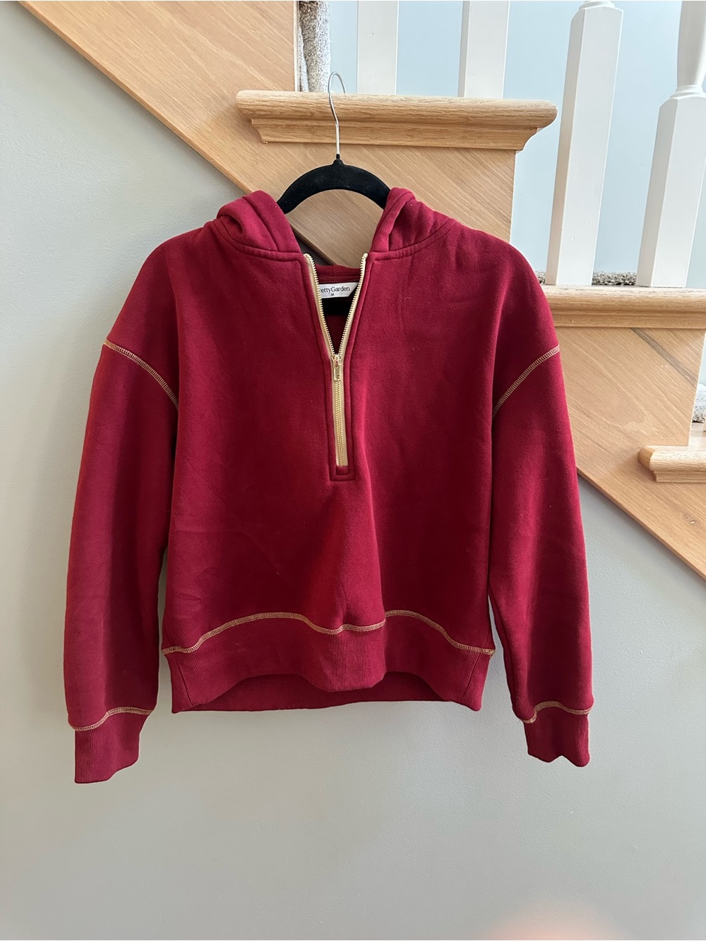 Maroon Half-Zip Hooded Pullover
